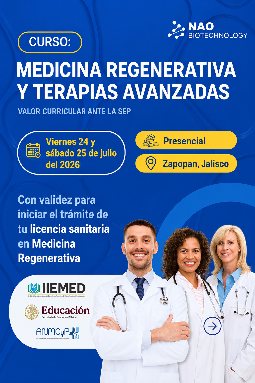 Curso Medicina Regenerativa y Terapias Avanzadas NAO Biotechnology